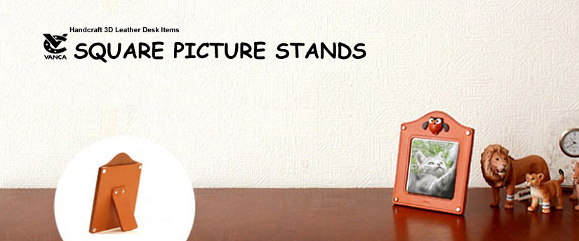 Leather Desk Item Square Picture Stands handmade by skillful craftsmen of  VANCA CRAFT in Japan.